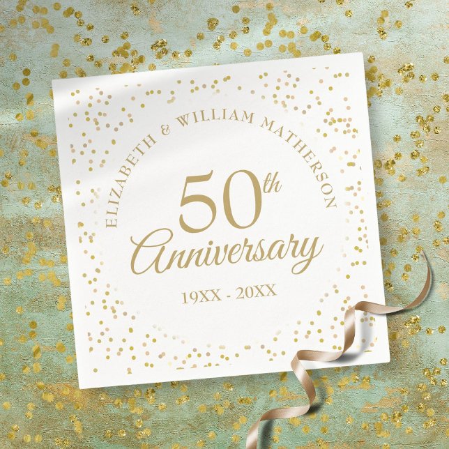 Servilleta De Papel Aniversario 50 en polvo de oro (50th Wedding Anniversary Gold Dust Napkins)