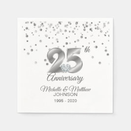 Servilleta De Papel Aniversario Boda de Plata personalizado 25