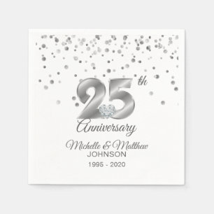 Servilleta De Papel Aniversario Boda de Plata personalizado 25