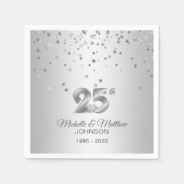 Servilleta De Papel Aniversario Boda de Plata personalizado 25