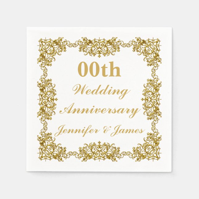 Servilleta De Papel Aniversario Boda personalizado (Anverso)