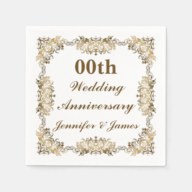 Servilleta De Papel Aniversario Boda personalizado (Anverso)