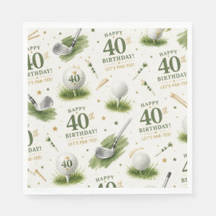 Servilleta De Papel Aniversario de 40 cumpleaños de Golf en verde