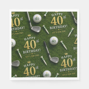 Servilleta De Papel Aniversario de 40 cumpleaños de Golf en verde