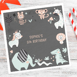 Servilleta De Papel Aniversario de animales salvajes de safari