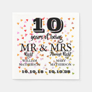 Servilleta De Papel Aniversario de Boda Cualquier Fecha Sr Sra Correct