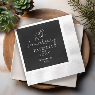 Servilleta De Papel Aniversario de Boda Personalizado BW Moderno
