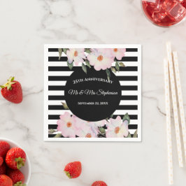 Servilleta De Papel Aniversario de boda Rosas Rosadas Ballerina Stripe