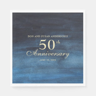 Servilleta De Papel Aniversario de Bodas de Azul Marino 50