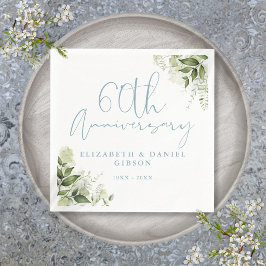 Servilleta De Papel Aniversario de Bodas de Diamante Verde Floral