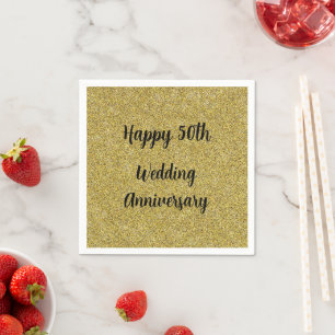 Servilleta De Papel Aniversario de bodas de oro moteado