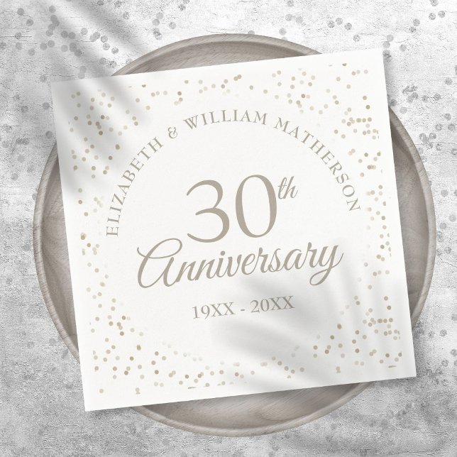 Servilleta De Papel Aniversario de Bodas de Perla Chic Confeti (30th Wedding Anniversary Chic Pearl Confetti Napkins)