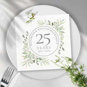 Servilleta De Papel Aniversario de bodas de plata 25º Vegetación