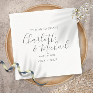 Servilleta De Papel Aniversario de Bodas de Plata 25 años Firma Simple