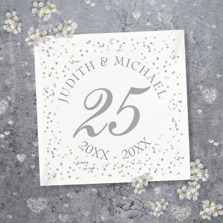 Servilleta De Papel Aniversario de Bodas de Plata número 25 Confeti de