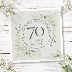 Servilleta De Papel Aniversario de Bodas de Platino 70º Vegetación
