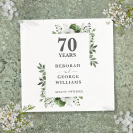Servilleta De Papel Aniversario de Bodas de Platino Floral Greenery 70