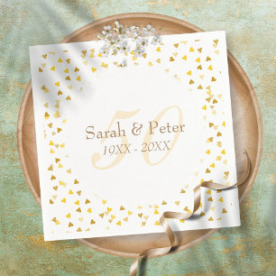 Servilleta De Papel Aniversario de bodas número 50 Confeti de corazone