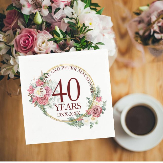 Servilleta De Papel Aniversario de cualquier Boda de Rosas de Rubor (Subido por el creador)