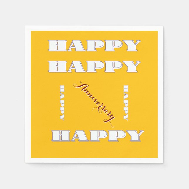 Servilleta De Papel Aniversario de FELIZ Amarillo (Anverso)