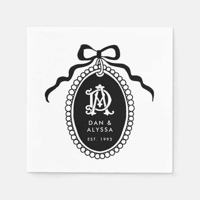 Servilleta De Papel Aniversario de la cosecha negra y blanca (Anverso)