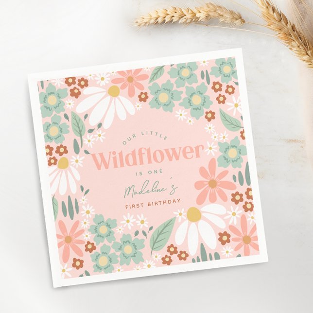 Servilleta De Papel Aniversario de la flor silvestre rosa Retro Daisy  (Subido por el creador)