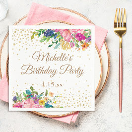 Servilleta De Papel Aniversario de la floración azul amarilla rosa