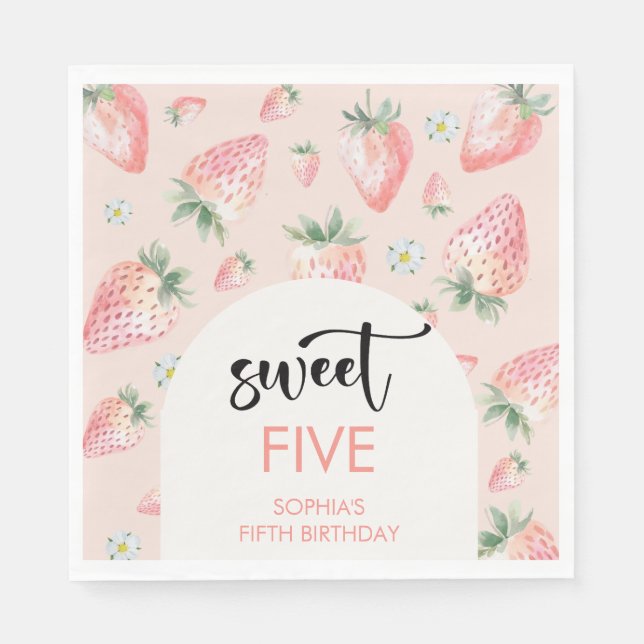 Servilleta De Papel Aniversario de la fresa dulce (Anverso)
