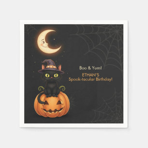 Servilleta De Papel Aniversario de la muerte de un gato y calabaza