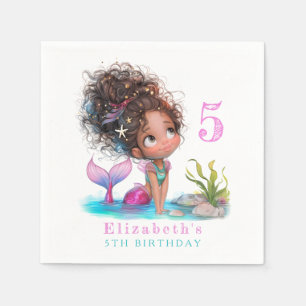 Servilleta De Papel Aniversario de la pequeña sirena de Cute Brown