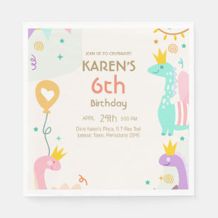 Servilleta De Papel Aniversario de la Princesa de los Dinosaurios