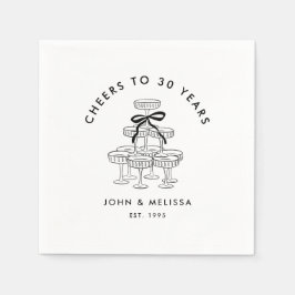 Servilleta De Papel Aniversario de la Torre de Champagne de Black Coqu