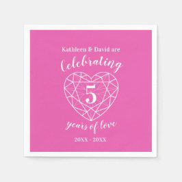 Servilleta De Papel Aniversario de la turmalina rosa 5 años de servill