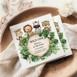 Servilleta De Papel Aniversario de la vegetación del Safari de una Se