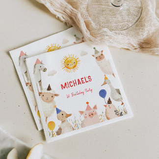 Servilleta De Papel Aniversario de los animales de granja