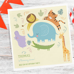 Servilleta De Papel Aniversario de niños salvajes de safari