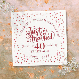 Servilleta De Papel Aniversario del 40° Boda recién casado