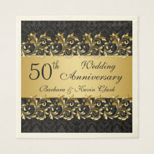 Servilleta De Papel Aniversario del 50° Boda de Golden swirls