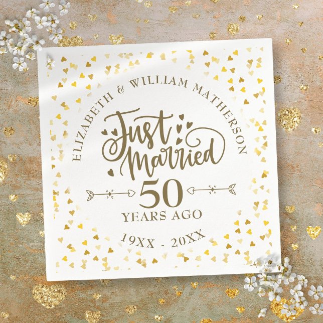 Servilleta De Papel Aniversario del 50° Boda recién casado (Just Married 50th Wedding Anniversary Napkins)