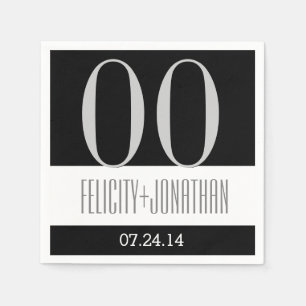Servilleta De Papel Aniversario del año personalizado Plata negra mode