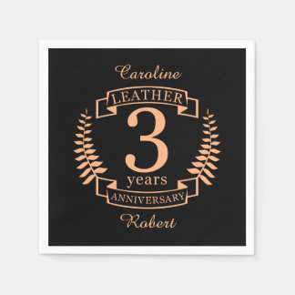 Servilleta De Papel Aniversario del boda de cuero de 3 años
