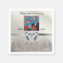 Servilleta De Papel Aniversario del Boda de Plata Bonito Diseño Retro