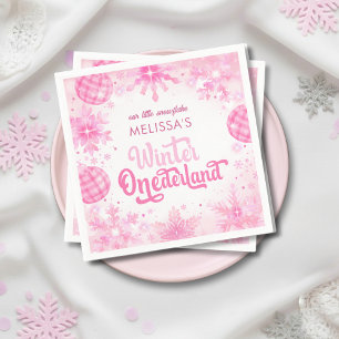 Servilleta De Papel Aniversario del Chica de copas de nieve rosa de On