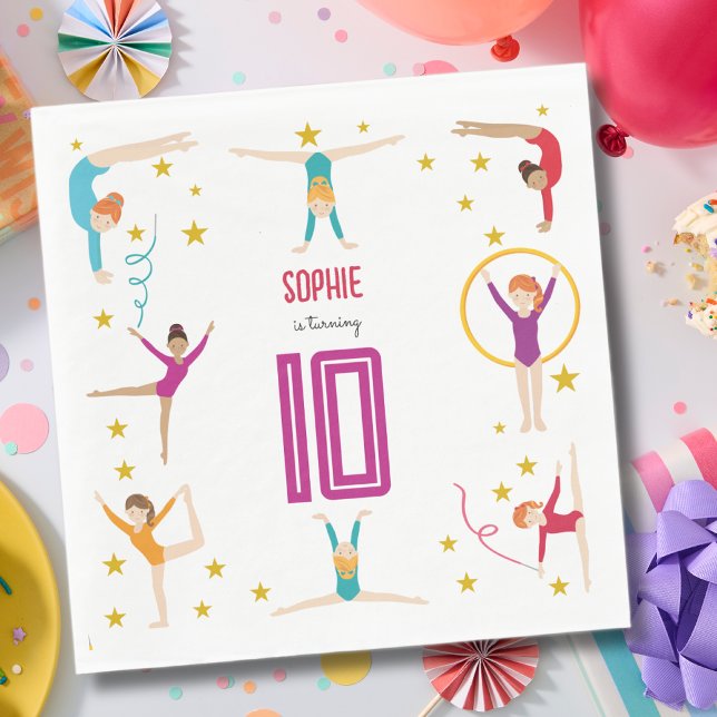 Servilleta De Papel Aniversario del chica deportivo de acrobacia y gim (Subido por el creador)