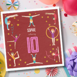 Servilleta De Papel Aniversario del chica deportivo de acrobacia y gim