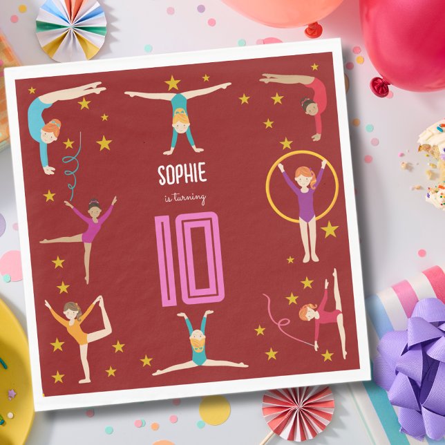 Servilleta De Papel Aniversario del chica deportivo de acrobacia y gim (Subido por el creador)