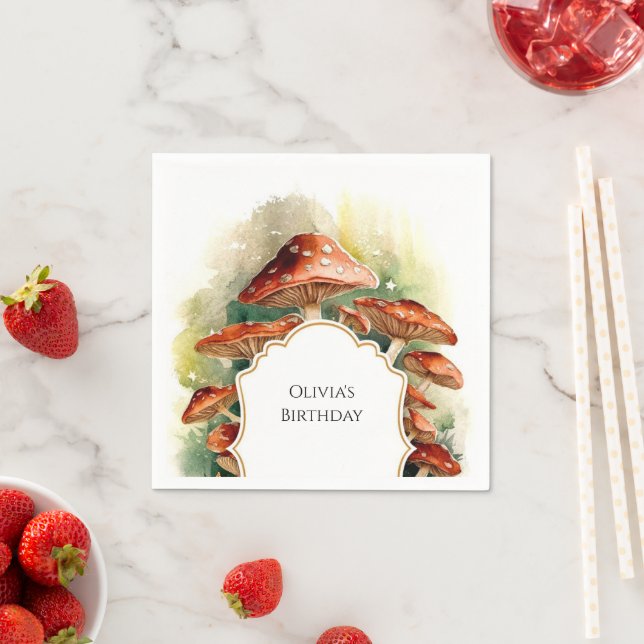 Servilleta De Papel Aniversario del hongo de la cabaña encantada (In situ)