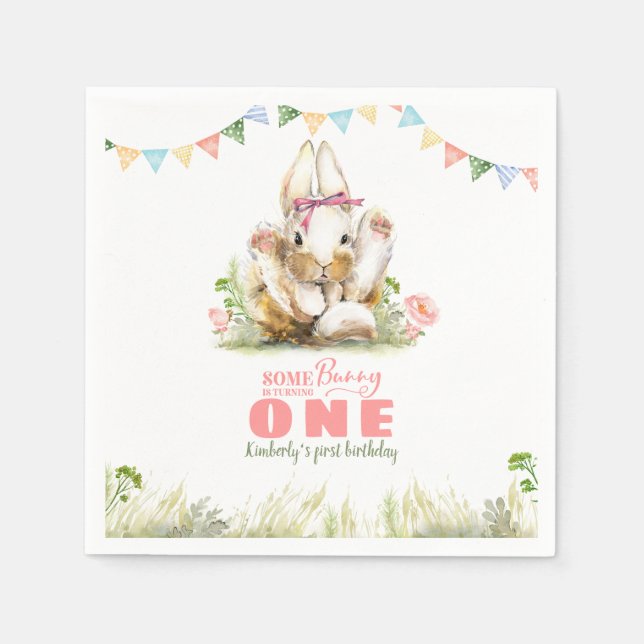Servilleta De Papel Aniversario del Pequeño Conejo (Anverso)