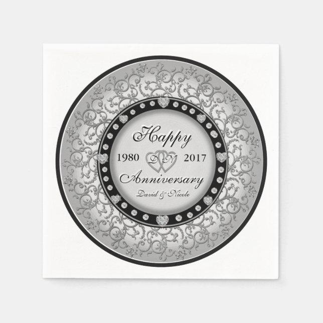 Servilleta De Papel Aniversario del Personalizado Ornamental (Anverso)