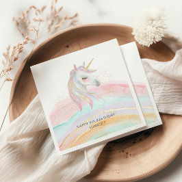 Servilleta De Papel Aniversario del unicornio del arcoiris mágico